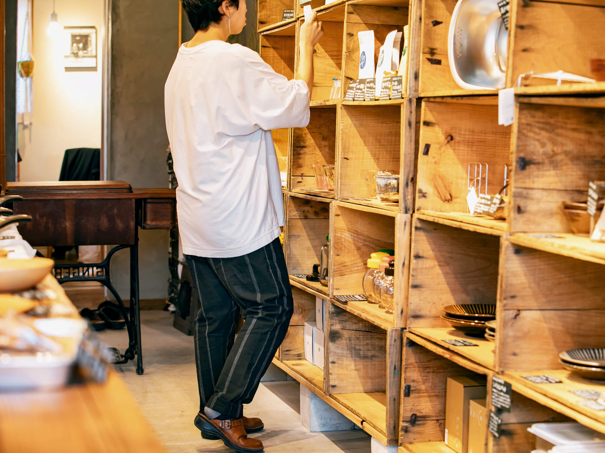現代風もんぺ ひかえめストライプ／うなぎの寝床×伝所鳩